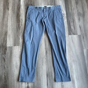 J.Crew Flex Slim Chino‎ Straight Pants Mens 33x30 Blue Cotton Blend Mid Rise Zip